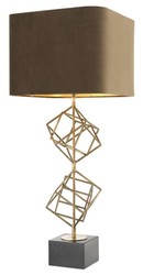 4251549320944 - Luxus Tischleuchte Vintage Messingfarben   Braun 40 x H 98 cm - Designer Tischlampe