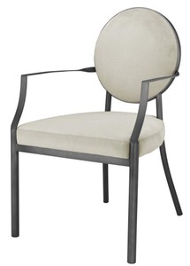 4251549320968 - Esszimmerstuhl mit Armlehnen Matt Silberfarben   Hellgrau 605 x 60 x H 91 cm - Luxus EsszimmermÃ¶bel