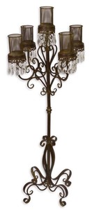 4251549321637 - Kerzenhalter   KerzenstÃ¤nder Braun Ã 50 x H 121 cm - Gartendekoration im Jugendstil