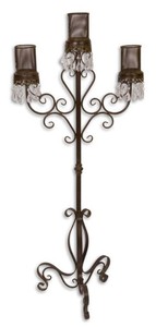 4251549321644 - Kerzenhalter   KerzenstÃ¤nder Braun 49 x 32 x H 118 cm - Gartendekoration im Jugendstil