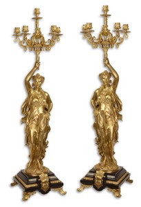 4251549322559 - Barockstil KerzenstÃ¤nder Set Gold   Schwarz 335 x 26 x H 100 cm - BarockmÃ¶bel