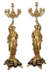 4251549322559 - Barockstil KerzenstÃ¤nder Set Gold   Schwarz 335 x 26 x H 100 cm - BarockmÃ¶bel