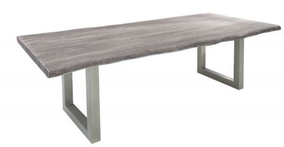 4251549322627 - Designer Massivholz Esstisch Grau - Akazie - 200 x 100 x H77 cm - Aus massivem Akazienholz