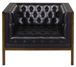 4251549322696 - Chesterfield Echtleder Sessel Schwarz   Braun 91 x 78 x H 72 cm - Hotel MÃ¶bel