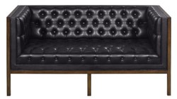 4251549322719 - Chesterfield Echtleder 2-Sitzer Sofa Schwarz   Braun 143 x 78 x H 71 cm - Hotel MÃ¶bel