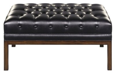 4251549322733 - Chesterfield Echtleder FuÃhocker Schwarz   Braun 80 x 59 x H 40 cm - Hotel MÃ¶bel