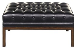 4251549322733 - Chesterfield Echtleder FuÃhocker Schwarz   Braun 80 x 59 x H 40 cm - Hotel MÃ¶bel