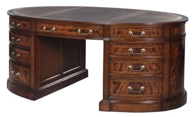 4251549322931 - Luxus Partner Schreibtisch Braun   GrÃ¼n 180 x 102 x H 76 cm - Mahagoni Doppel Schreibtisch mit 18 Schubladen