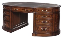 4251549322931 - Luxus Partner Schreibtisch Braun   GrÃ¼n 180 x 102 x H 76 cm - Mahagoni Doppel Schreibtisch mit 18 Schubladen