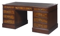 4251549322962 - Mahagoni Schreibtisch Braun   GrÃ¼n 1605 x 76 x H 77 cm - Luxus BÃ¼romÃ¶bel