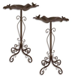 4251549323891 - Jugendstil Vogelbad 2er Set Braun 488 x 472 x H 841 cm - Garten Deko