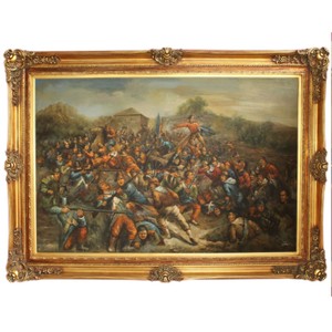 4251549324843 - Riesiges Handgemaltes Barock Ãl GemÃ¤lde Krieg Gold Prunk Rahmen 225 x 165 x 10 cm - Massives Material