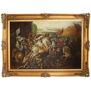 4251549324904 - Riesiges Handgemaltes Barock Ãl GemÃ¤lde Krieg Mod2 Gold Prunk Rahmen 225 x 165 x 10 cm - Massives Material