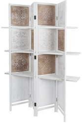 4251549325802 - Landhausstil Raumteiler mit 3 Regalen Antik WeiÃ   Antik Braun 155 x 2 x H 181 cm - Shabby Chic Paravent Sichtschutz Trennwand