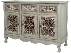 4251549325871 - Landhausstil Kommode mit 3 TÃ¼ren und 3 Schubladen Antik Grau   Antik Braun 120 x 40 x H 79 cm - Handgefertigte Anrichte im Landhausstil