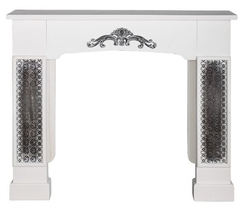 4251549325895 - Landhausstil Kaminumrandung mit Verzierungen WeiÃ 115 x 23 x H 100 cm - Handgefertigte Deko im Landhausstil