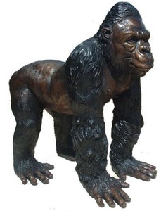 4251549326021 - Luxus Gorilla Bronzefigur Bronze   Schwarz 22 x 30 x H 39 cm - Luxus Bronze Skulptur