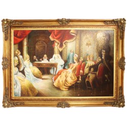 4251549326175 - Riesiges Handgemaltes Barock Ãl GemÃ¤lde Literaturabend Mod2 Gold Prunk Rahmen 225 x 165 x 10 cm - Massives Material