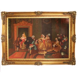 4251549326199 - Riesiges Handgemaltes Barock Ãl GemÃ¤lde Unterhaltungsabend Mod2 Gold Prunk Rahmen 225 x 165 x 10 cm - Massives Material