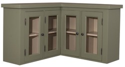 4251549326441 - Landhausstil KÃ¼chen Eckoberschrank GrÃ¼n   Beige 98 x 98 x H 65 cm - Landhausstil HÃ¤ngeschrank mit 3 GlastÃ¼ren