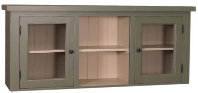 4251549326793 - Landhausstil KÃ¼chenhÃ¤ngeschrank GrÃ¼n   Beige 156 x 31 x H 65 cm - Landhausstil KÃ¼chenschrank mit 2 GlastÃ¼ren
