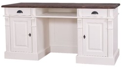 4251549327011 - Landhausstil Schreibtisch mit 2 TÃ¼ren und 2 Schubladen WeiÃ   Braun 160 x 70 x H 78 cm - BÃ¼romÃ¶bel im Landhausstil
