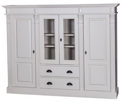 4251549327028 - Landhausstil Wohnzimmerschrank mit 4 TÃ¼ren und 2 Schubladen Hellgrau 180 x 39 x H 140 cm - WohnzimmermÃ¶bel im Landhausstil