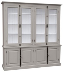 4251549327035 - Landhausstil Wohnzimmer Vitrinenschrank Grau   WeiÃ 223 x 50 x H 228 cm - Wohnzimmerschrank mit 8 TÃ¼ren