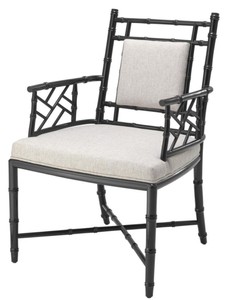 4251549327165 - Luxus Esszimmerstuhl mit Armlehnen Piano Schwarz   Naturfarben 63 x 65 x H 94 cm - Esszimmer & Wintergarten MÃ¶bel