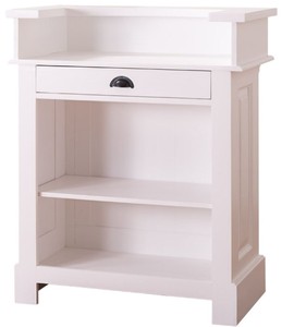 4251549327219 - Landhausstil Theke WeiÃ 90 x 51 x H 107 cm - Massivholz Thekentisch mit Schublade