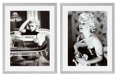 4251549327257 - Bilder 2er Set Marilyn Monroe Silber 69 x H 89 cm - Luxus Wanddekoration