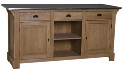 4251549327387 - Landhausstil Theke Braun   Silber 191 x 68 x H 95 cm - Massivholz Thekentisch mit verzinkter Tischplatte