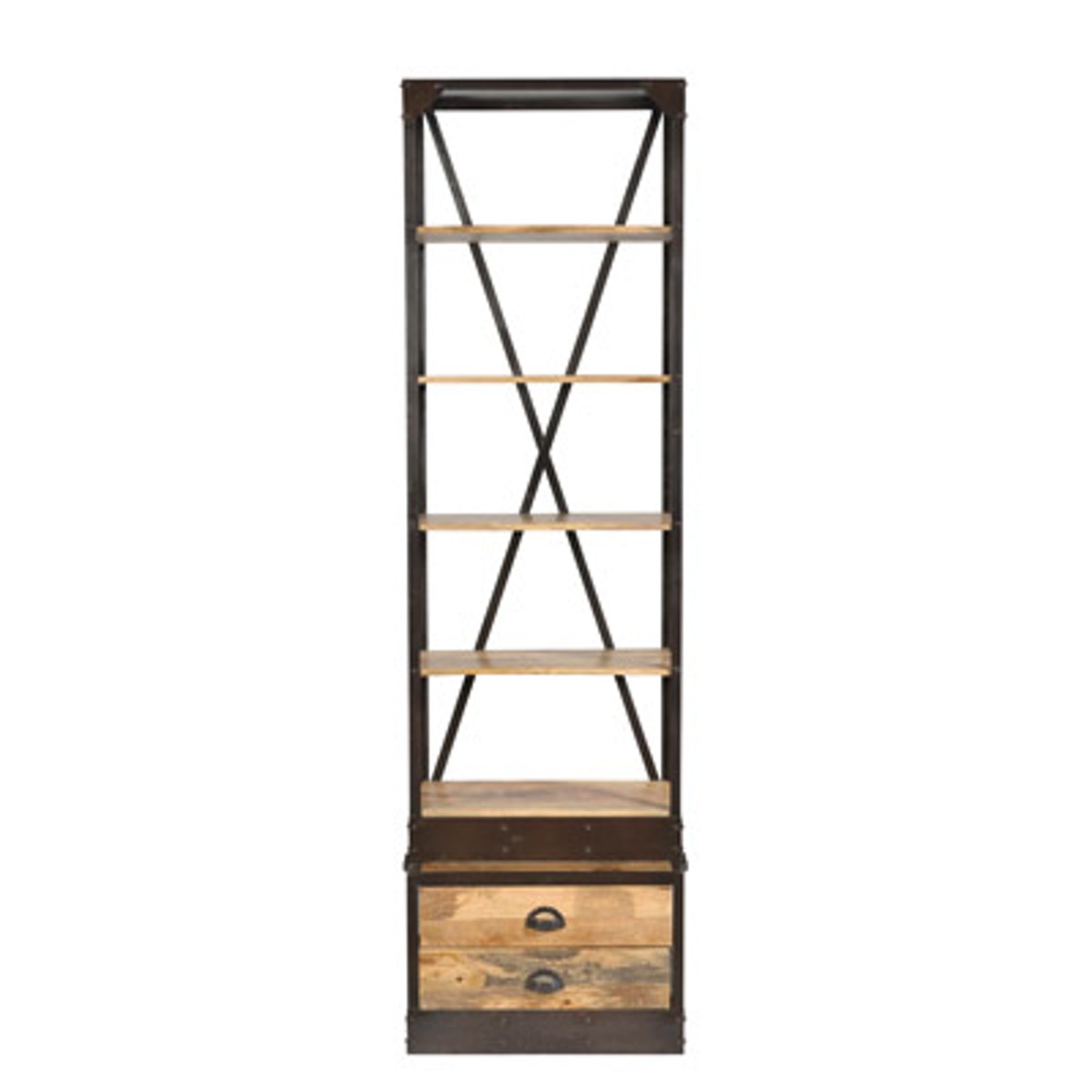 Libreria Casa Padrino aspetto naturale anticato 60 x 40 x H.210 cm -  Scaffale, libreria