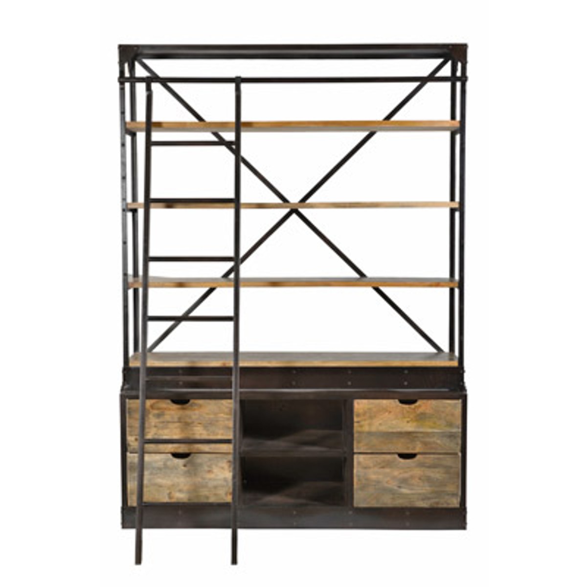 Casa Padrino Bookcase Natural Antique Look With Ladder 150 X 40 X