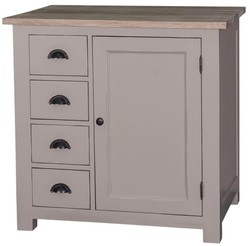 4251549327486 - Landhausstil KÃ¼chenschrank Grau   Naturfarben 92 x 65 x H 90 cm - KÃ¼chen Unterschrank mit TÃ¼r und 4 Schubladen