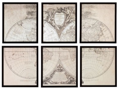 4251549327523 - Bilder Set Alte Welt Orbis Vetus Schwarz 475 x H 535 cm - Luxus Deko