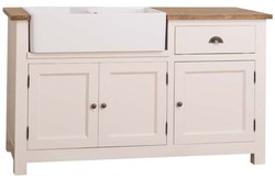 4251549327660 - Landhausstil SpÃ¼lenschrank Creme   Braun 155 x 65 x H 90 cm - SpÃ¼ltisch   KÃ¼chenschrank mit 3 TÃ¼ren und Schublade