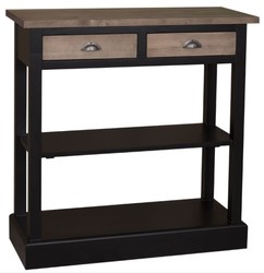 4251549327745 - Landhausstil KÃ¼chenkonsole Schwarz   Braun 85 x 35 x H 89 cm - Landhausstil Konsolentisch mit 2 Schubladen