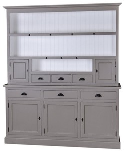 4251549327752 - Landhausstil KÃ¼chenschrank Dunkelgrau   WeiÃ 178 x 50 x H 210 cm - 2 Teiliger KÃ¼chenschrank mit 5 TÃ¼ren und 6 Schubladen