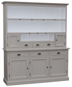 4251549327769 - Landhausstil KÃ¼chenschrank Grau   WeiÃ 178 x 50 x H 210 cm - 2 Teiliger KÃ¼chenschrank mit 5 TÃ¼ren und 6 Schubladen