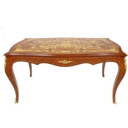 4251549328094 - Luxus Barock Schreibtisch Mahagoni Intarsien   Gold 160 cm - Antik Stil SekretÃ¤r Luxus MÃ¶bel