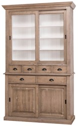 4251549328674 - Landhausstil KÃ¼chenschrank Braun   WeiÃ 142 x 48 x H 225 cm - 2 Teiliger KÃ¼chenschrank mit 4 SchiebetÃ¼ren und 6 Schubladen