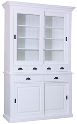 4251549328681 - Landhausstil KÃ¼chenschrank WeiÃ 142 x 48 x H 225 cm - 2 Teiliger KÃ¼chenschrank mit 4 SchiebetÃ¼ren und 6 Schubladen
