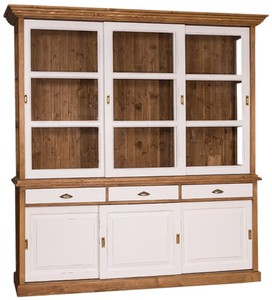 4251549328698 - Landhausstil KÃ¼chenschrank Braun   Antik WeiÃ 206 x 53 x H 219 cm - 2 Teiliger KÃ¼chenschrank mit 6 SchiebetÃ¼ren und 3 Schubladen