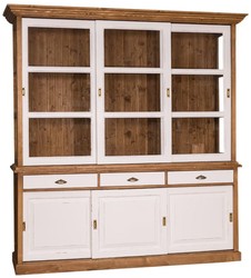 4251549328698 - Landhausstil KÃ¼chenschrank Braun   Antik WeiÃ 206 x 53 x H 219 cm - 2 Teiliger KÃ¼chenschrank mit 6 SchiebetÃ¼ren und 3 Schubladen