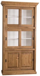 4251549328711 - Landhausstil BÃ¼cherschrank Braun   WeiÃ 110 x 40 x H 210 cm - Wohnzimmerschrank mit 6 SchiebetÃ¼ren