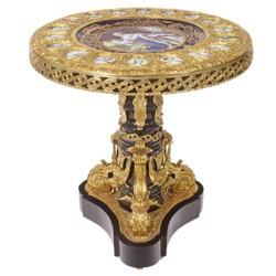 4251549329442 - Barock Beistelltisch Braun   Rot   Gold Durchmesser 78cm HÃ¶he 83 cm Handarbeit Handbemalt- Limited Edition