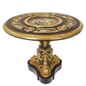 4251549329459 - Barock Beistelltisch Rotbraun   Gold Durchmesser 108 cm HÃ¶he 89 cm Handarbeit Handbemalt- Limited Edition