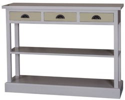 4251549329589 - Landhausstil KÃ¼chenkonsole Grau   GrÃ¼n 120 x 35 x H 89 cm - Landhausstil Konsolentisch mit 3 Schubladen