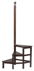 4251549329879 - Massivholz Bibliothekstreppe Dunkelbraun 53 x 53 x H 163 cm - Luxus Kollektion